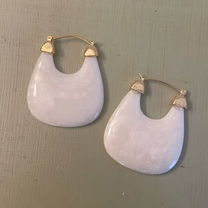 Pearly white resin earrings with gold hardware